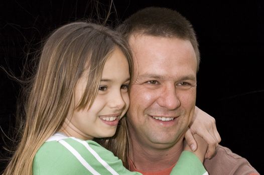 cute caucasian american girl with father