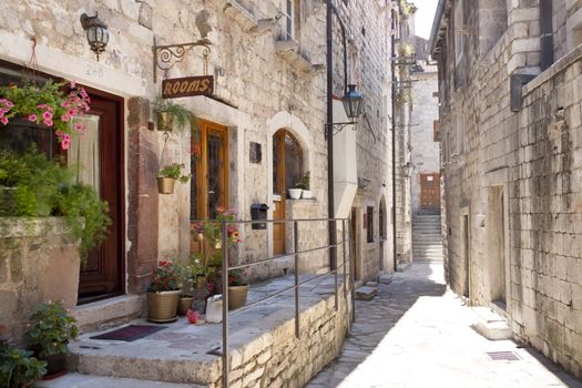 Montenegro, Kotor UNESCO town. Tight street.