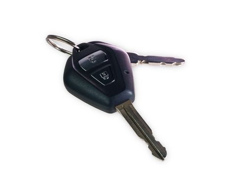 Car keys isolated on white background .