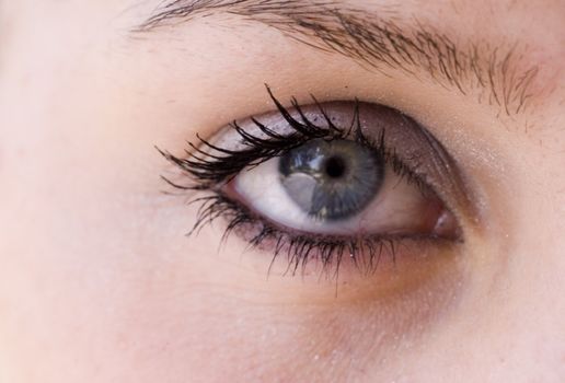 Closeup of a 16 year old girls eye with makeup