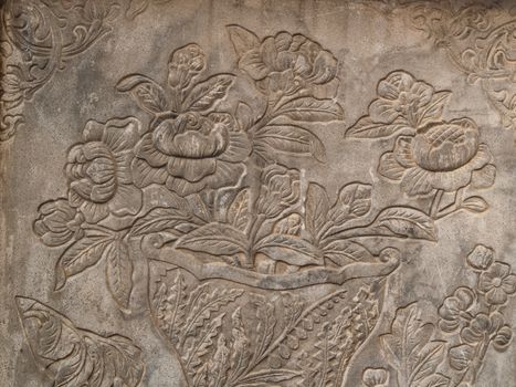 ancient flower engrave on wall