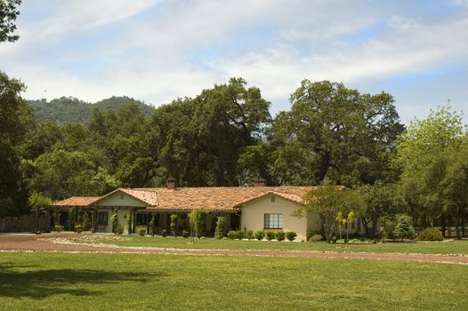 spanish tiled Ranch house in the country in Northern California