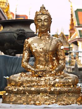 Buddha is covered with golden plate