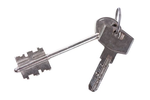 A pair of keys isolated over white background