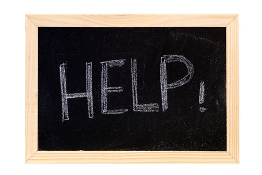 Blackboard writing a white word of "help".
