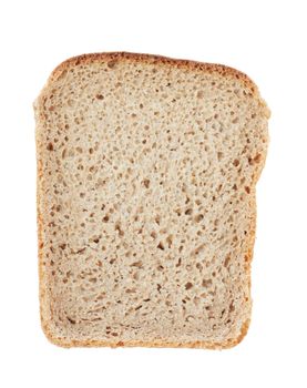 A slice of rye bread isolated over white