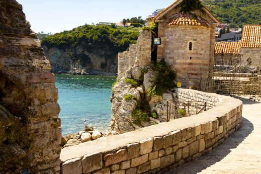 Montenegro, old town  Budva, fortification. Summer day.