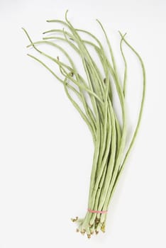 String beans on white background