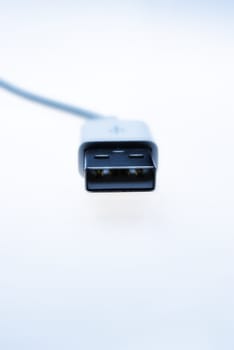 USB cord shot against white background