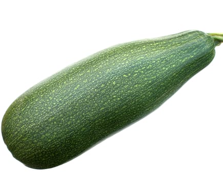 Green vegetable marrow on a white background a close up.