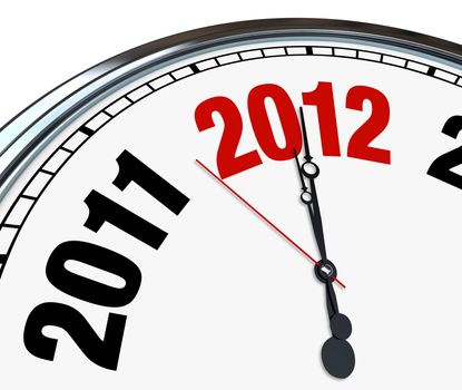 An ornate clock with the hands ticking down in a countdown to new year 2012
