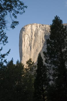 summertime view across Yosemite valley towards El Capitan and the west.