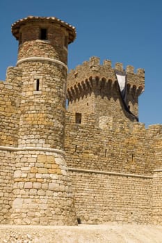 Copy of a Medieval Tuscan castle in a terraced vineyard in the hills of Northern California 