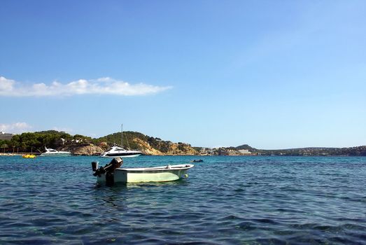 Bay on Majorca with ships in the background