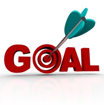 The word Goal with an arrow shot into the target within the letter O