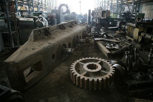 Details of a dredge at a repair factory