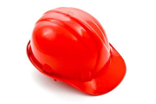 tools series: red helmet over white background