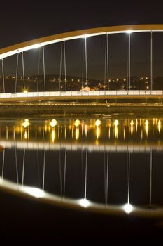 night image of a bridge in plentzia, a village in the north of spain