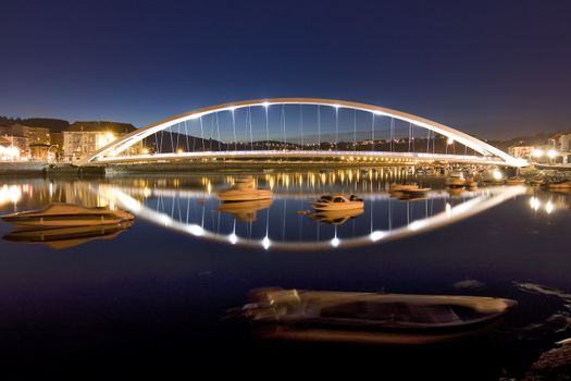 night image of a bridge in plentzia, a village in the north of spain