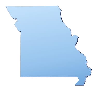 Missouri(USA) map filled with light blue gradient. High resolution. Mercator projection.