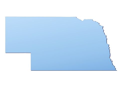 Nebraska(USA) map filled with light blue gradient. High resolution. Mercator projection.