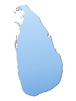 Sri Lanka map filled with light blue gradient. High resolution. Mercator projection.
