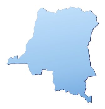 Democratic Republic of the Congo map filled with light blue gradient. High resolution. Mercator projection.