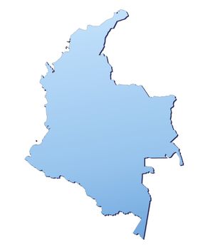Colombia map filled with light blue gradient. High resolution. Mercator projection.