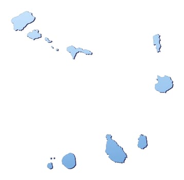 Cape Verde map filled with light blue gradient. High resolution. Mercator projection.