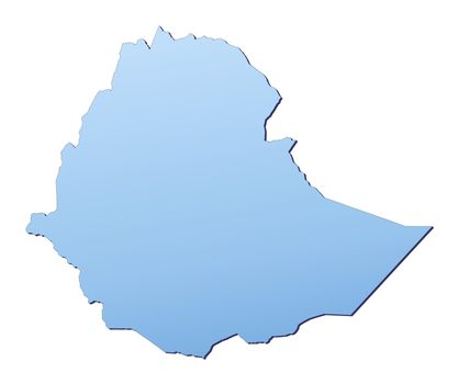 Ethiopia map filled with light blue gradient. High resolution. Mercator projection.