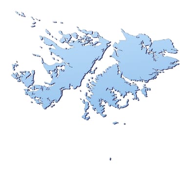 Falkland Islands map filled with light blue gradient. High resolution. Mercator projection.