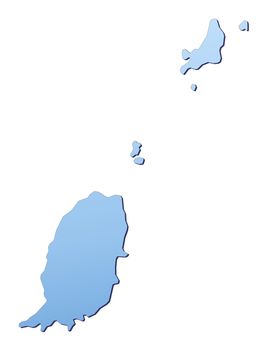 Grenada map filled with light blue gradient. High resolution. Mercator projection.