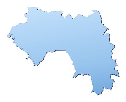 Guinea map filled with light blue gradient. High resolution. Mercator projection.