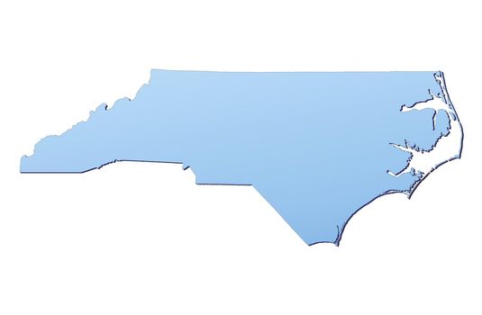 North Carolina(USA) map filled with light blue gradient. High resolution. Mercator projection.
