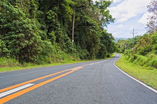Low angle shot of road in a mountain