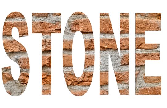 Stone arial font made of a brick wall 