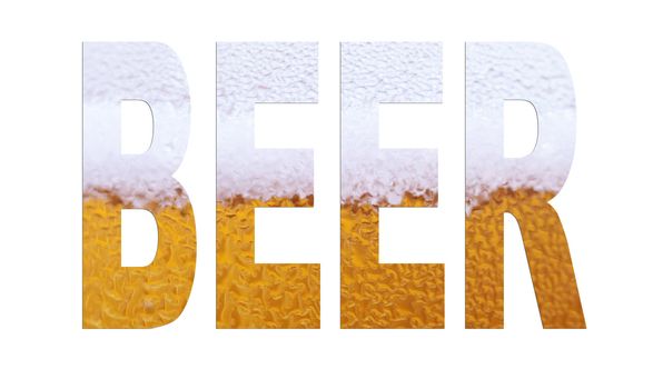 Beer arial font made out of a  beer macro picture