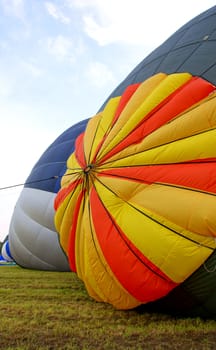 Top of hot air balloons, before flight