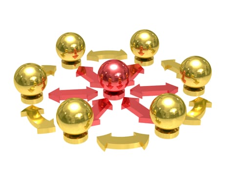 Conceptual image of teamwork. Isolated 3D image.