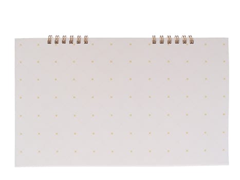 Blank standing desk calendar isolated on white.