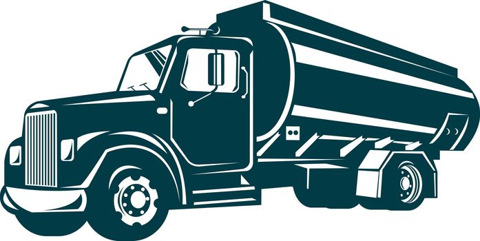 illustration of a oil delivery truck lorry done in retro style on isolated background