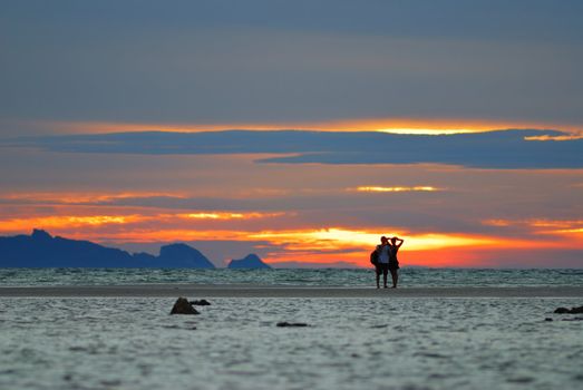 sunset time at the ocean koh samui thailand.