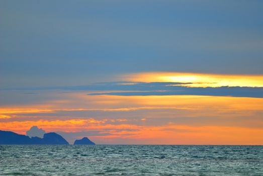 sunset time at the ocean koh samui thailand.