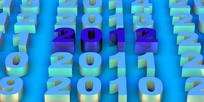 Illustration of 2012 new year render in 3D