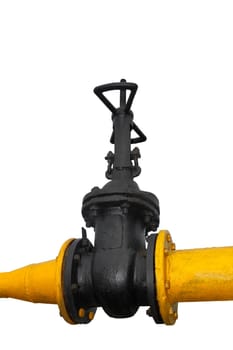 Valve on the gas pipe, isolated on the white background