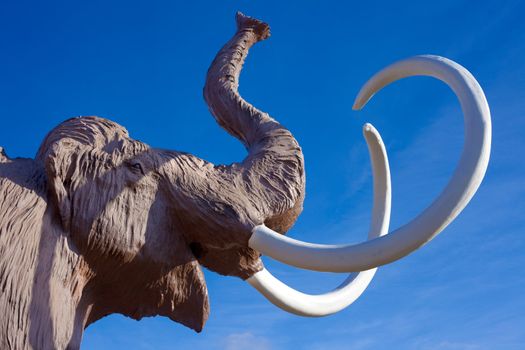 Sculpture of extinct wooly mammoth.