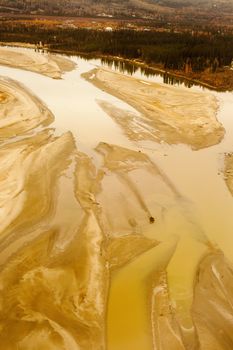 Arial view of Chena River near Fairbanks, Alaska, USA