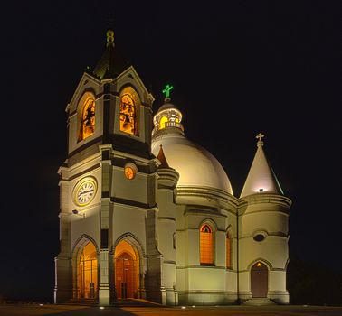 Night view of Sameiro santuary at Penafiel, Portugal.