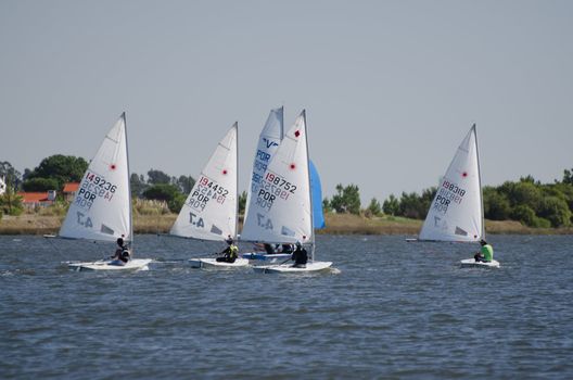 AVEIRO - AUGUST 27: Laser class participants during the 49th Cruzeiro da Ria August 27, 2011 in Aveiro, Portugal.