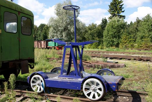 The railway hand car costs on a spare way